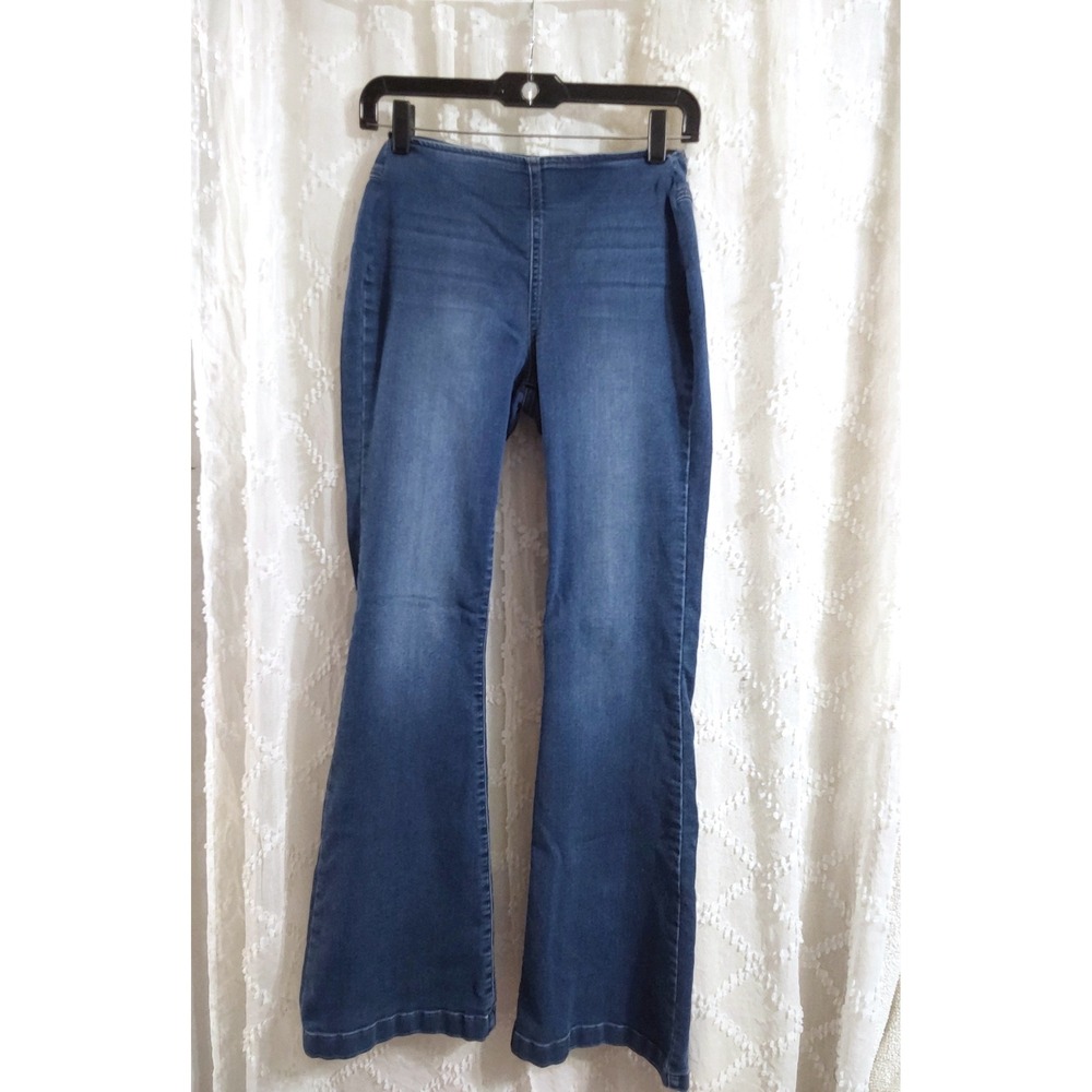 INC International Concepts Womens Blue Pull On Flare Leg Jeans Size 4 Indigo